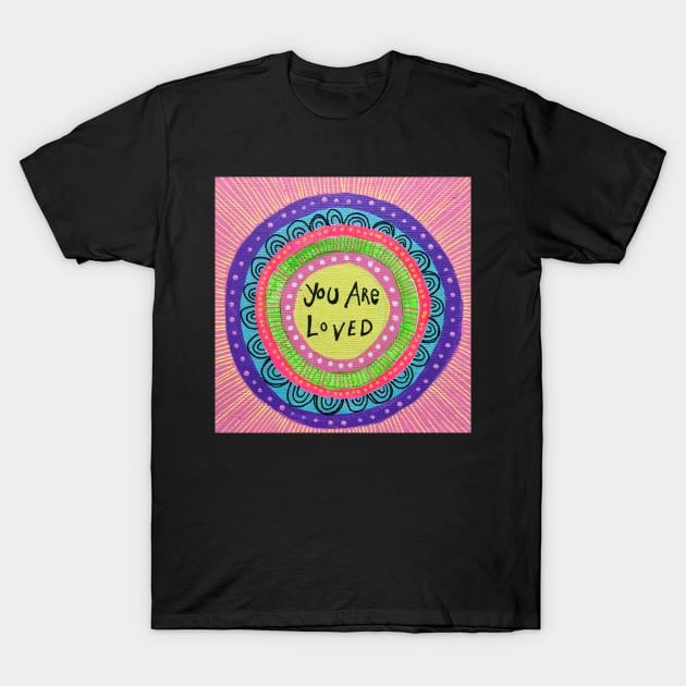 You Are Loved Rainbow Mandala T-Shirt by MyCraftyNell